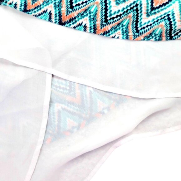 Womens XL Zac & Rachel Chevron Aztec Print Zipper Back Design Layered Sheer Top - Picture 9 of 12